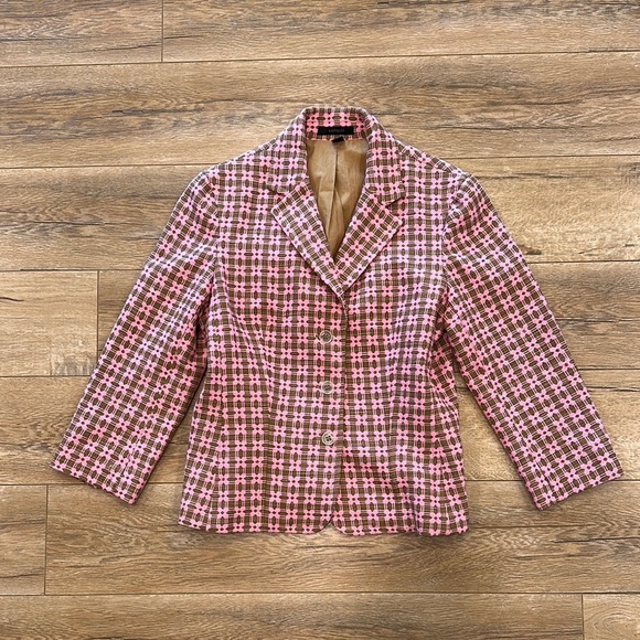 Express Pink and Brown Plaid Women's Jacket Size 10 in Excellent Condition - Picture 1 of 5